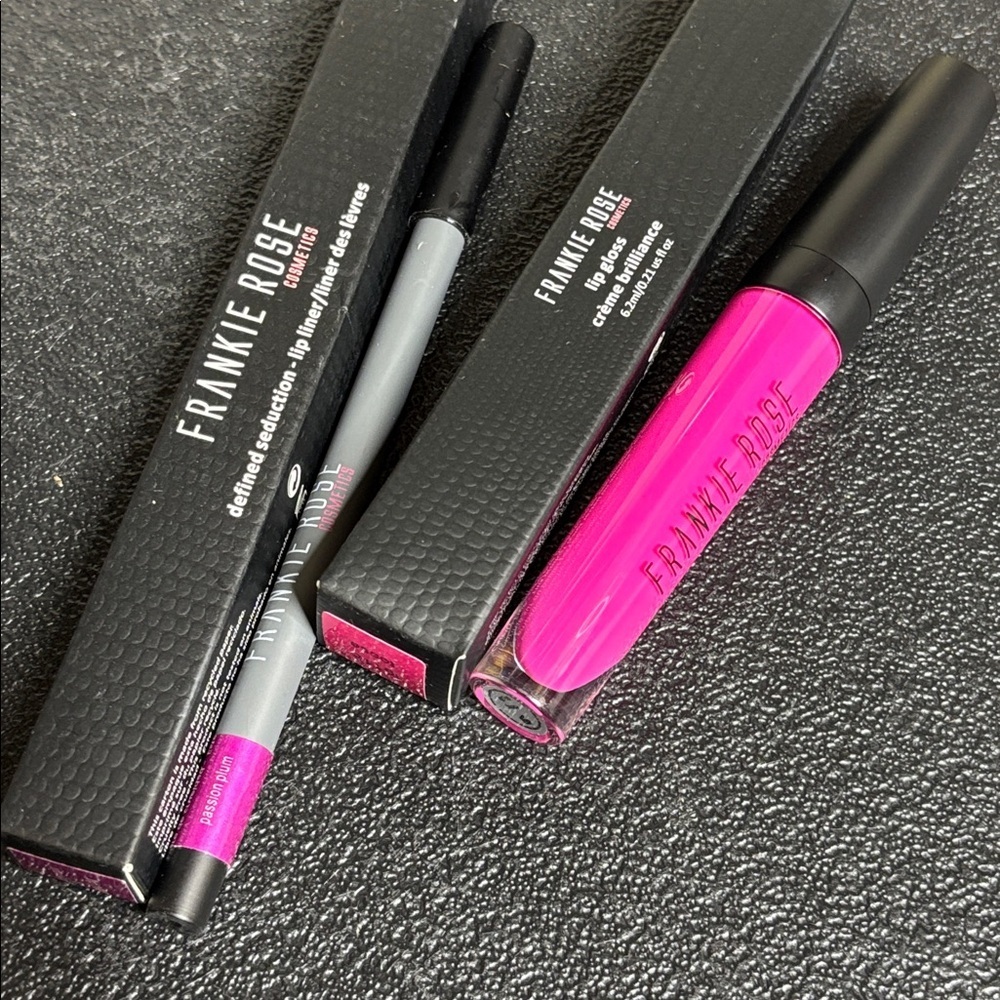 Bundle Frankie Rose Lip Liner & Lip Gloss Bundle New in Box Passion Plum Tease